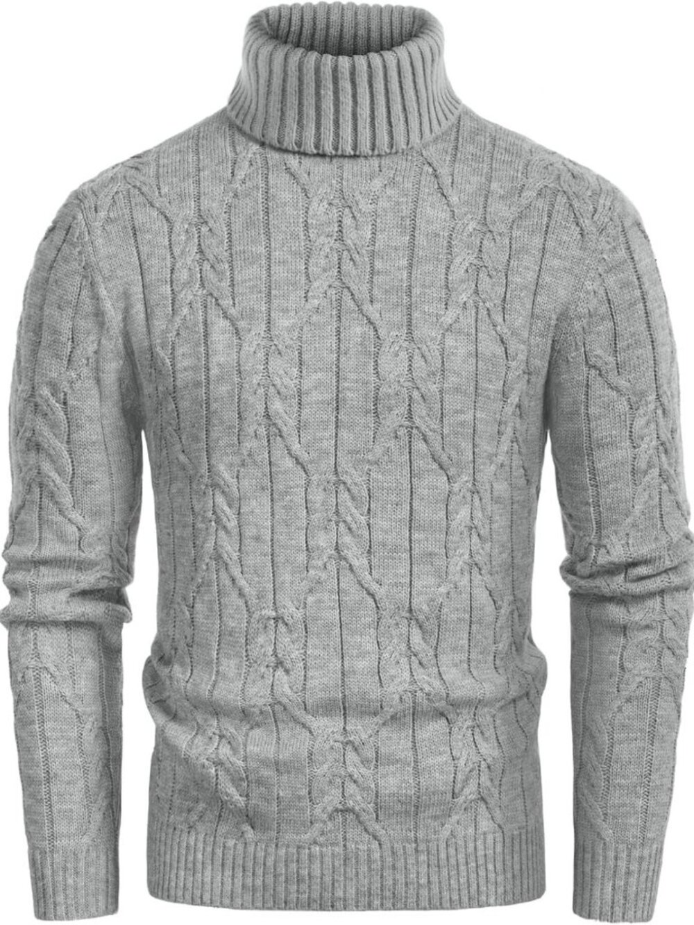 Cozy Cable Knit Turtleneck Sweater for Men | Long Sleeve Slim Fit Pullover
